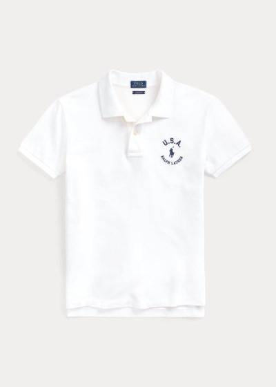 Camisa Polo Polo Ralph Lauren Mujer Blancos - Classic Fit Flag - ZGHPO5721